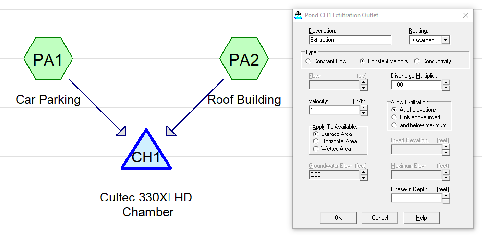 Image 5. Exfiltration out rate in HydroCAD Image 5. Exfiltration out rate in HydroCAD