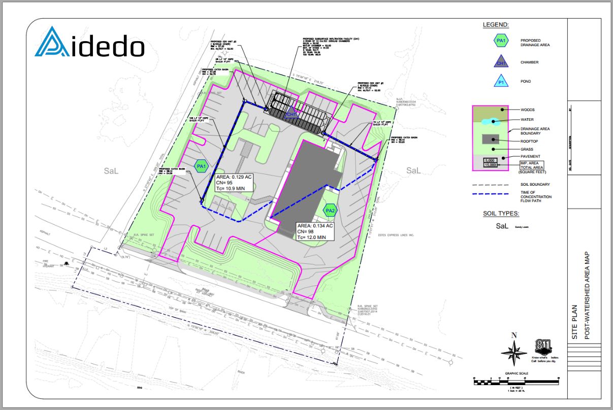 Image 2. This is a post development watershed area map